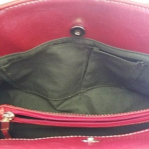 Mondani Burgundy Vegan Leather Satchel Top Handle Bag - Picture 8 of 8